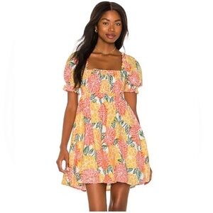 House Of Harlow 1960 - NWT Floral 100 Percent Linen Poplin Mini Dress Size Med